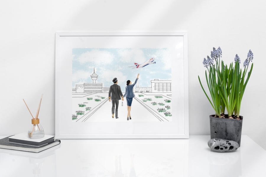 Cabin crew, Pilot, Couples Print Any Airline British Airways Virgin Atlantic Eas