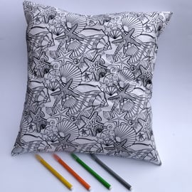 SALE - Seaside Shells Cushion Cover to Colour, Letterbox Gift