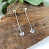 Earrings, Sterling Silver Chain and Flower Stud Droppers