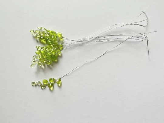 FS21S (mixed green) 10 Stems Handmade Crystal Bead Leaf Sprays