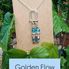 "Golden Flow" - Sparkly beaded hook earrings (Sterling silver hooks)