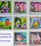 Pick your own cards pack of four bird and floral cards (pack 4)