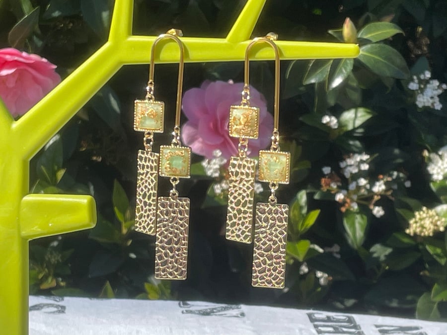 LEOPARD PRINT EARRINGS disco gold foil resin gold plated