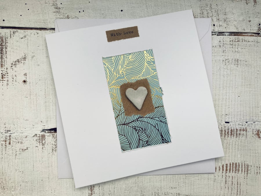 Valentines day card, with love card, ceramic gift card hand made