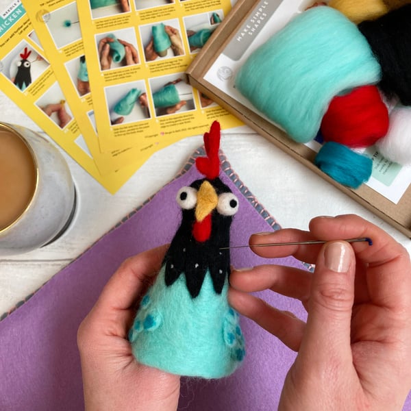 Needle Felting Kit - Chicken Egg Cosy - Learn to felt this quirky hen 
