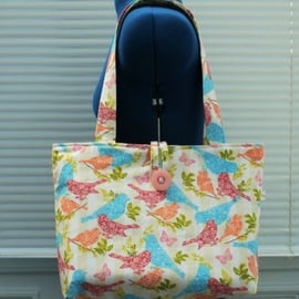  TOTE BAG SHOULDER BAG   WITH BIRDS  BUTTERFLIES FLOWERS 