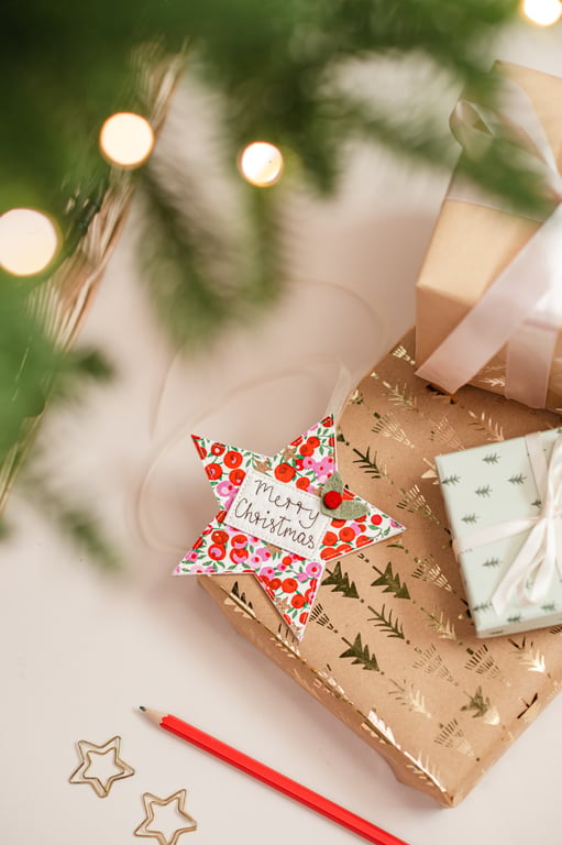 Set of 4 Christmas Star Reusable Tags