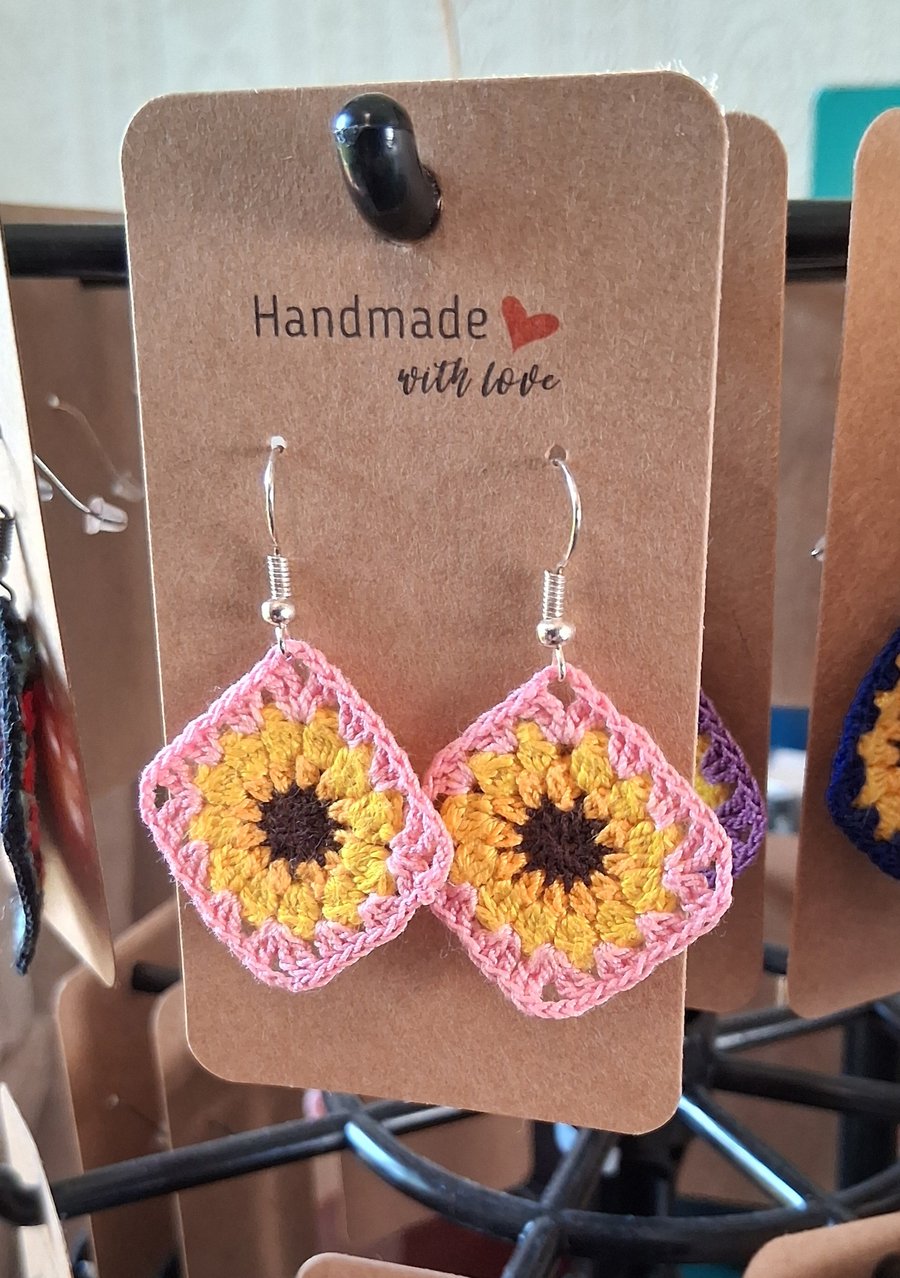 CROCHET SUNFLOWER EARRINGS 
