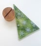 Xmas tree, fused glass snowflake tree, shelf ornament, festive decor, glass art.