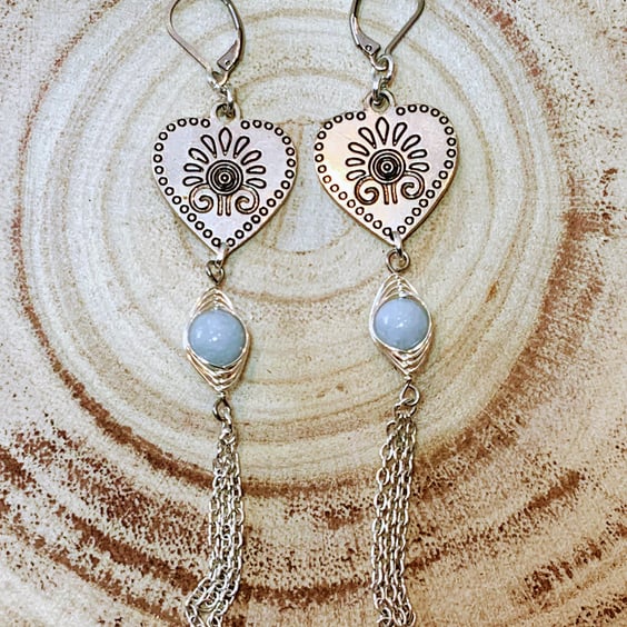 Folklore Design Heart Disc Earrings
