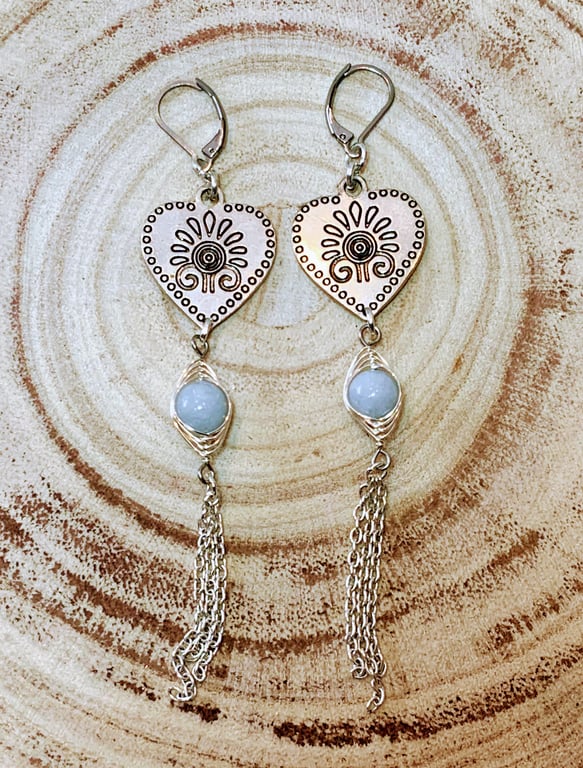Folklore Design Heart Disc Earrings