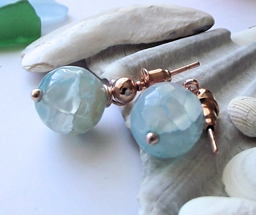 Blue fire agate earrings