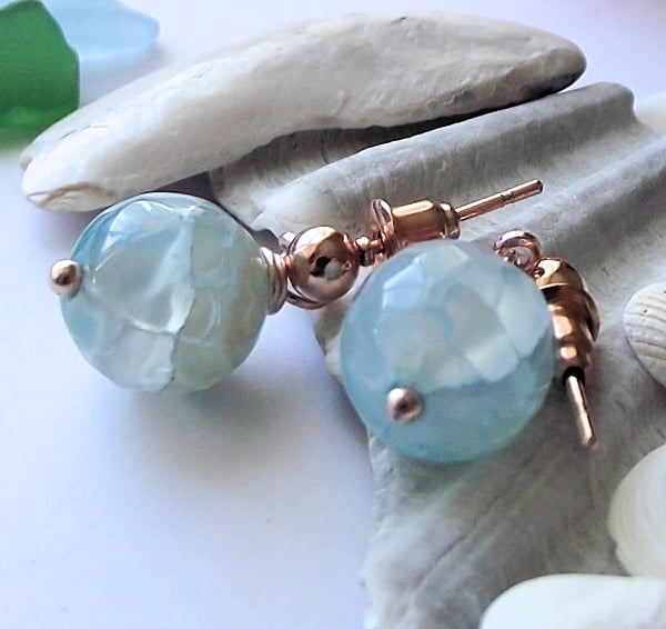 Blue fire agate earrings