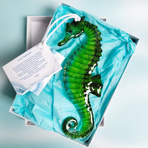 Fused Glass Seahorse - Green-Turquoise