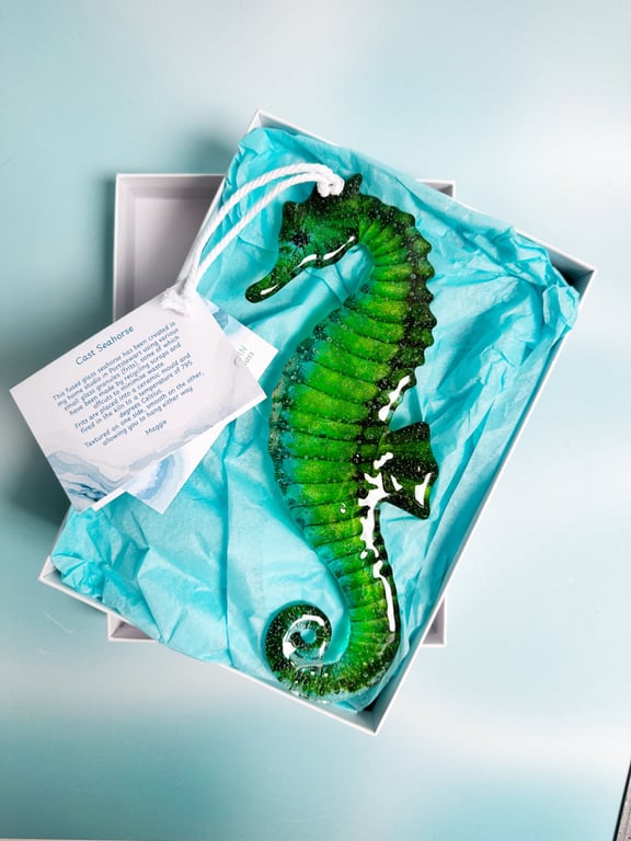 Fused Glass Seahorse - Green-Turquoise