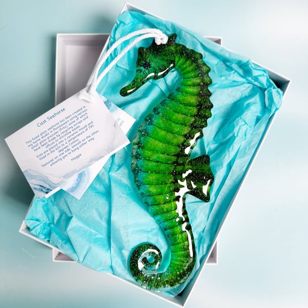 Fused Glass Seahorse - Green-Turquoise