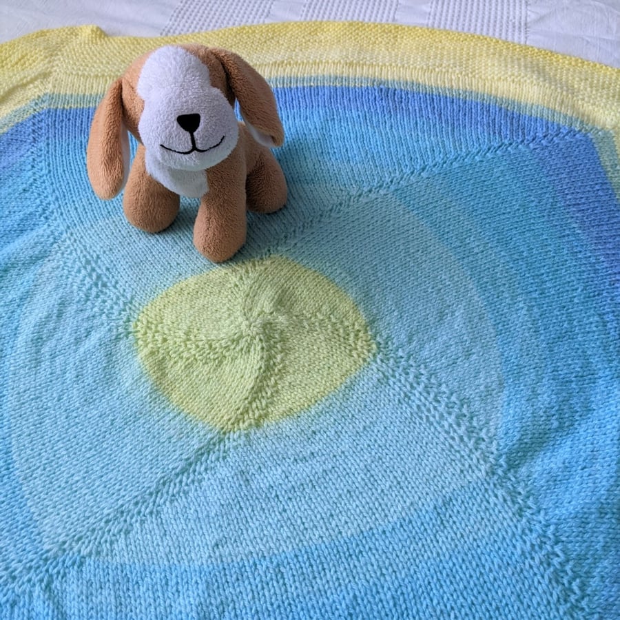 SALE Handknitted swirl baby blanket