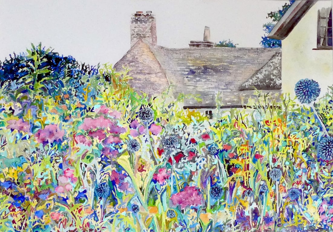 Old House and Garden Landscape Original Watercolour Painting