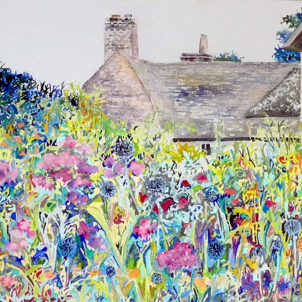 Old House and Garden Landscape Original Watercolour Painting