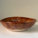 Handmade ceramic bowl, shallow brown stoneware bowl