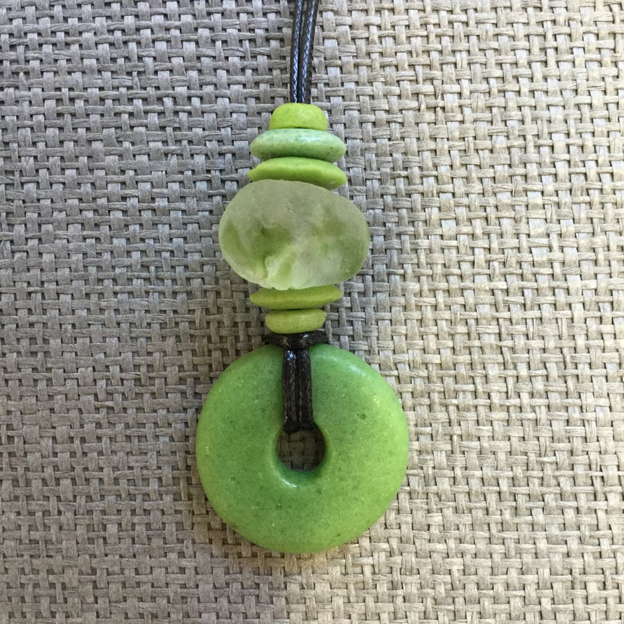 Coriander recycled glass bead necklace