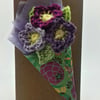 Crochet Brooch Bouquet Card  (Purples )