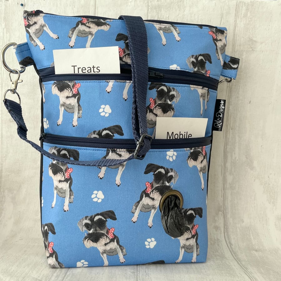 Dog walking cross body bag, schnauzers