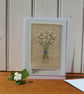 Lazy Daisies hand embroidered card with finely worked daisies and bow