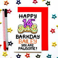 Personalised Dog 14th Birthday Card For Puppy, Fur Baby, Furry Child