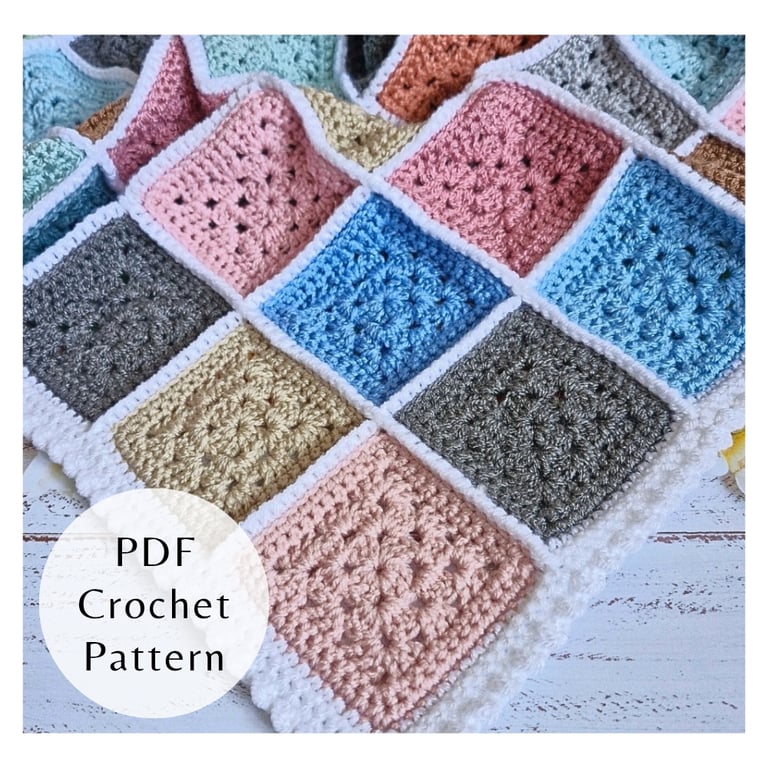 Crochet Baby Blanket Pattern - Patchwork Granny Square