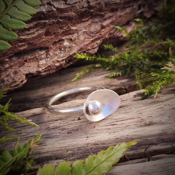 Sterling silver ring with pebble