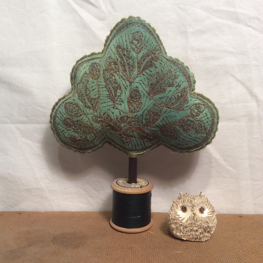 Cotton reel tree - little lino printed oak tree