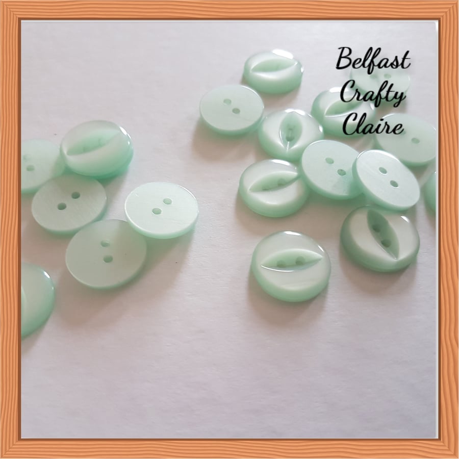 Fish Eye Style - Resin Buttons - MINT - 4 Sizes Available