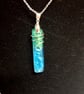 Blue resin wire wrapped silver pendant - Image 3