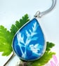 Cyanotype Pendant Necklace on a Stainless Steel Chain 