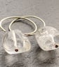 Quartz Rock Crystal Skull Hoop Earring. All 925 Sterling Silver Hand Forged Wire - Image 5