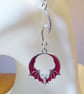 Red and Silver Enamelled Bat & Thorn Earrings with Silver Plated Ear Wires - Image 9
