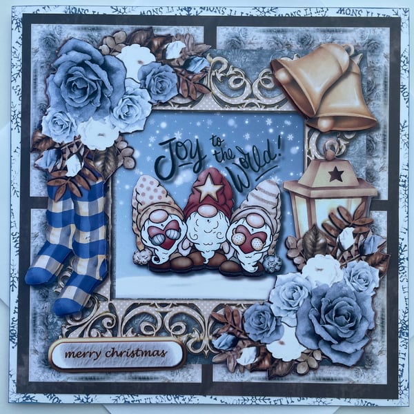 Joy to the world singing gnome Christmas card
