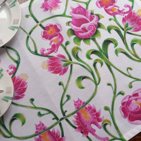 Cat tea towel - humorous parody cotton tea towel