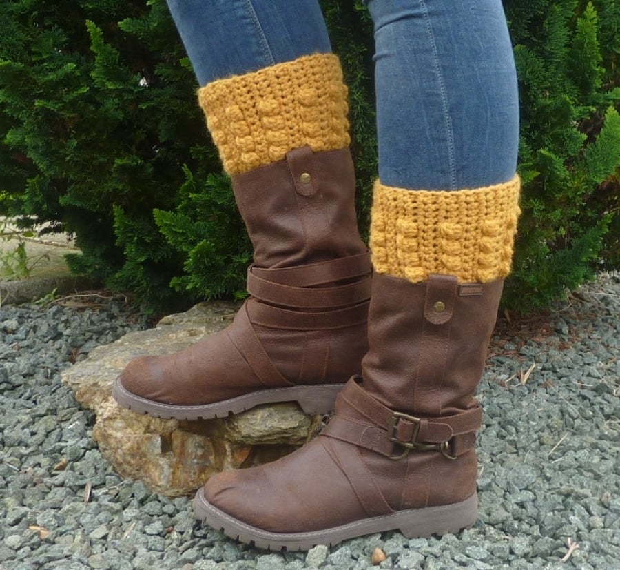 BOOT CUFFS , boot toppers .Alpaca and Wool blend. 'Golden Glow' .