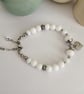 White quartz & silver beaded bracelet heart charm - Image 8