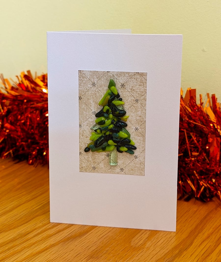 Fused Glass Christmas Tree Keepsake Card