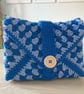 Granny Square Book Sleeve - Book Wrap -  Blue Crocheted Book Sleeve - Image 2