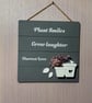 Handmade Wooden Garden Quote Plaque – Flower Pots, Bird & Floral Wall 