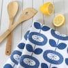 Dark Blue Bloom Flower Pattern Tea Towel