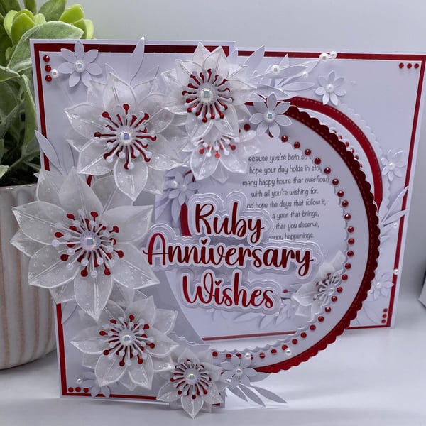 NEW Personalised - Luxury 40th Ruby Wedding anniversary card boxed
