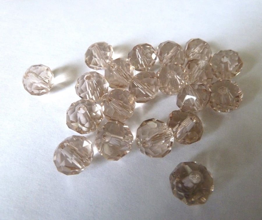 20 peach crystal rondelle beads