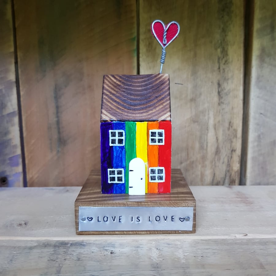 Wooden Rainbow House Love is Love