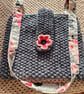 Grey, with pink floral lining shoulder bag - Image 3