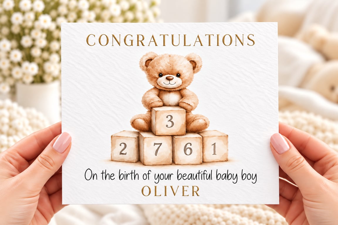 Personalised Baby Boy Congratulations Card - New Baby Boy Card 